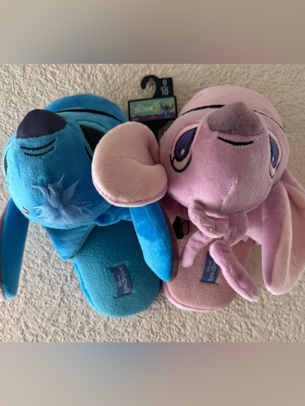 Disney Plush Character Lilo & Stitch Slippers in Blue and Pink. Brand New w/tags